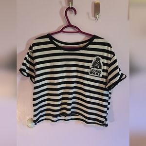 STAR WARS Darth Vader Black and white strip crop tee xl
